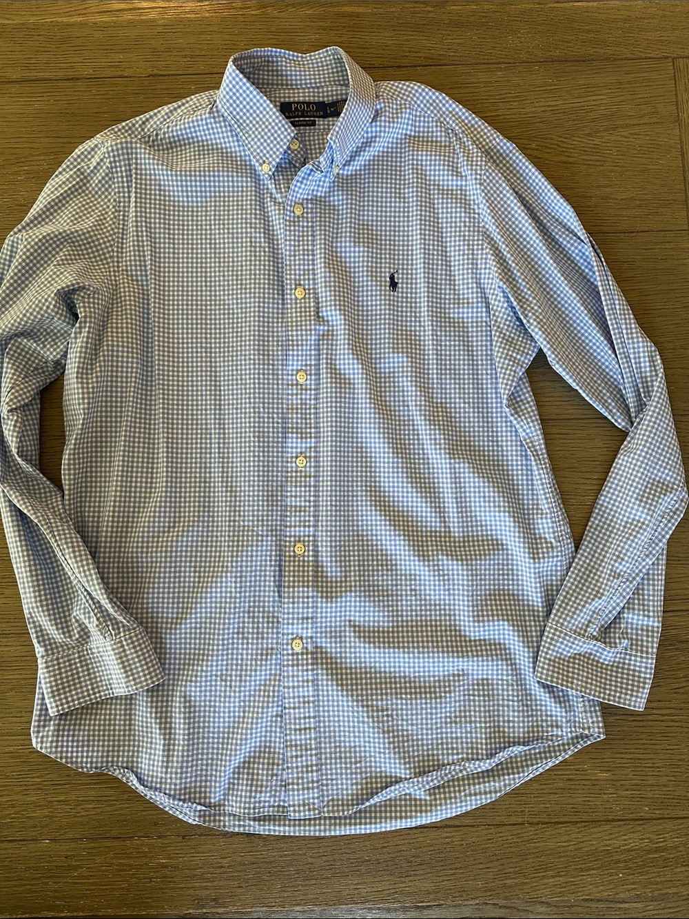 Polo Ralph Lauren men’s performance buttondown light blue gingham Large